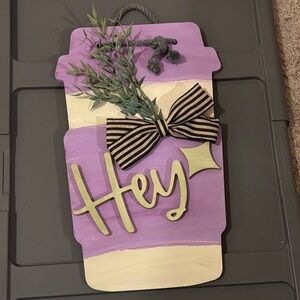 Handmade Purple and Cream Decorative Wall Hanging